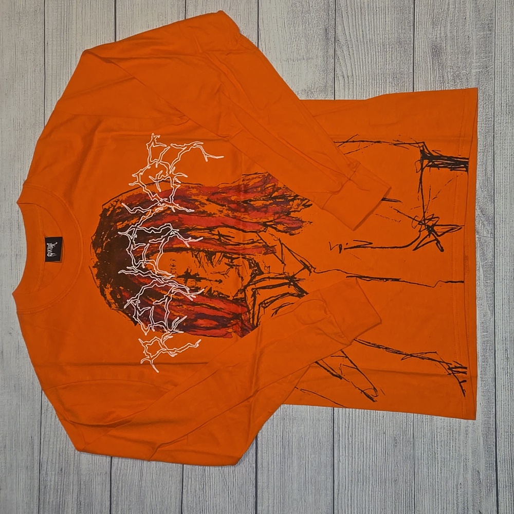 Revenge x Trippie Red Lightning Long Sleeve T-Shirt Orange Size S NWT